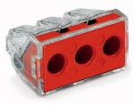 Клемма с плоско-пружинным зажимом 3-проводная WAGO 773-173 PUSH WIRE для медных проводников, прозрачный / красный